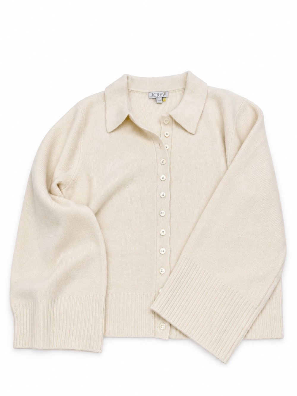 J. Crew Cream Button-Up wool cardigan
